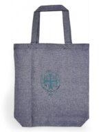 fabric athonite bag with embroidered ic xc nika byzanteiko mount athos υφασμάτινη τσάντα αγιορείτικη τζιν μπλε