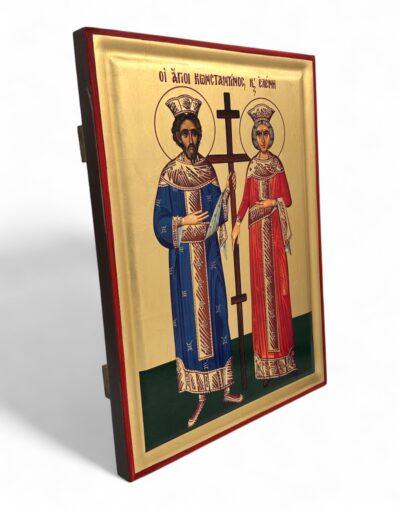 άγιοι κωνσταντίνος και ελένη χειροποίητη εικόνα byzanteiko handmade icon saints constantine and helen