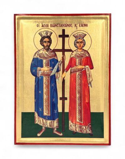 άγιοι κωνσταντίνος και ελένη χειροποίητη εικόνα byzanteiko handmade icon saints constantine and helen