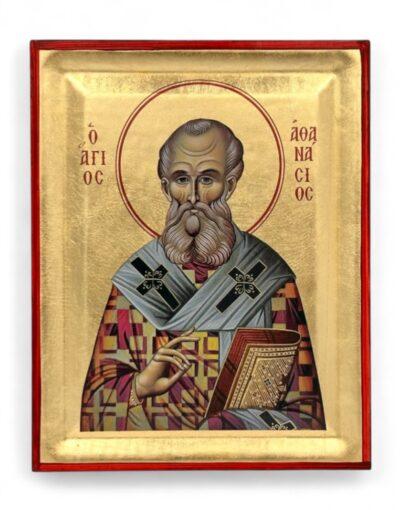 άγιος αθανάσιος ο μέγας χειροποίητη εικόνα byzanteiko handmade icon saint athanasius the great