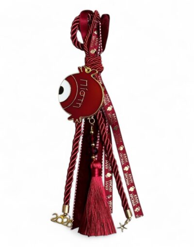 γούρι 2026 κόκκινο ρόδι σμάλτο byzanteiko christmas charm 2026 pomegranate red 12