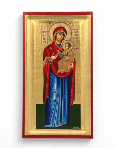 παναγία Πορταΐτισσα των ιβήρων χειροποίητη εικόνα byzanteiko handmade icon virgin mary portaitissa of iveron mount athos