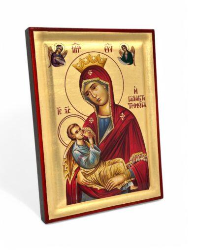 παναγία γαλακτοτροφούσα χειροποίητη εικόνα byzanteiko handmade icon virgin mary galaktotrofousa