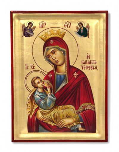 παναγία γαλακτοτροφούσα χειροποίητη εικόνα byzanteiko handmade icon virgin mary galaktotrofousa