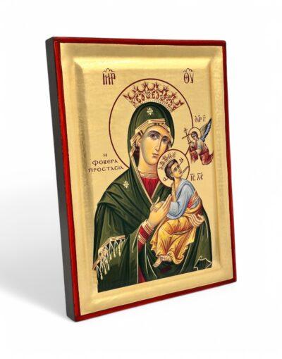 παναγία η φοβερά προστασία άγιον όρος χειροποιητη εικονα byzanteiko handmade icon virgin mary the formidable protection